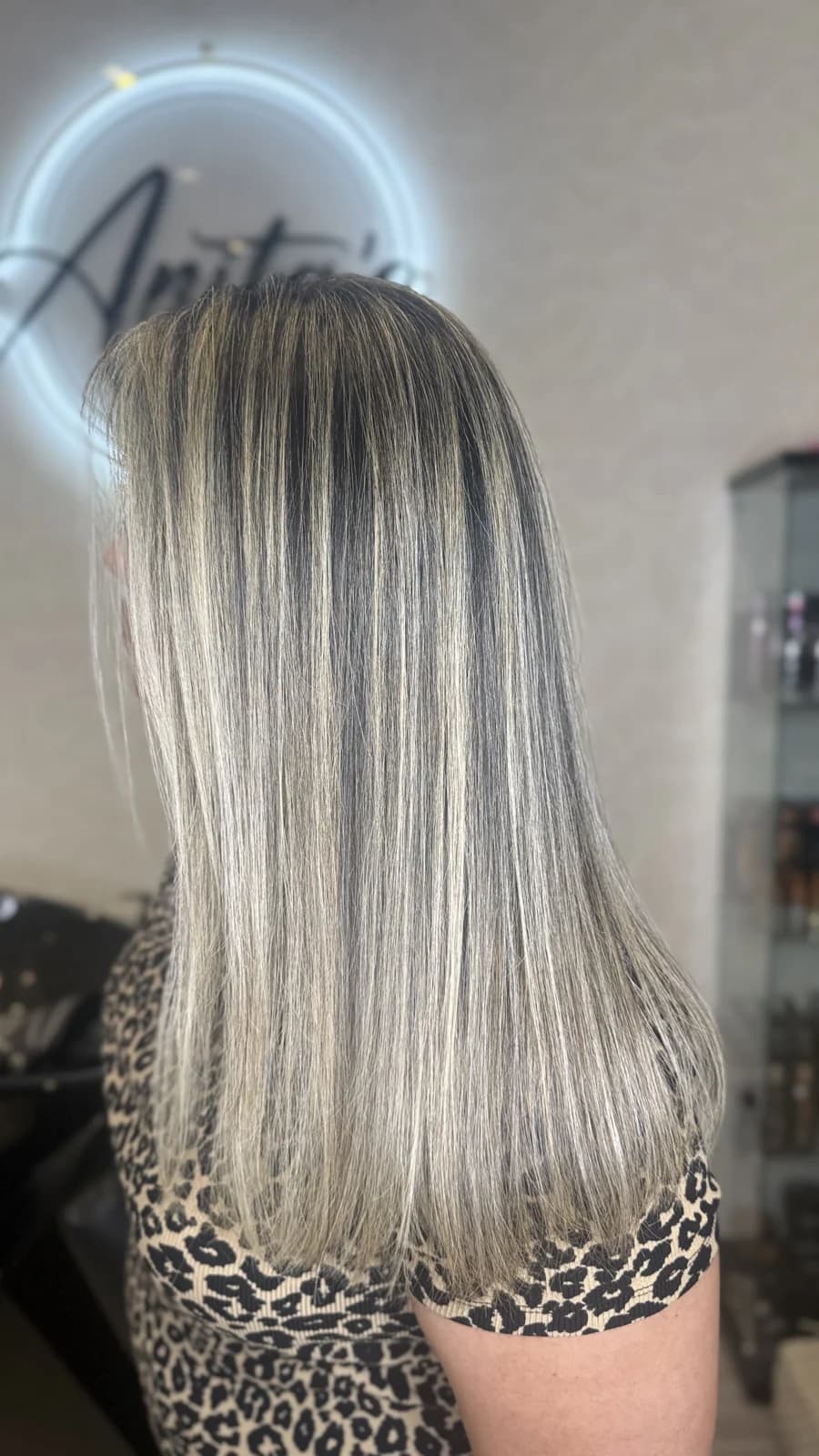 Blonde highlights with contrast and dimension at Anita's Beauty, Germantown TN